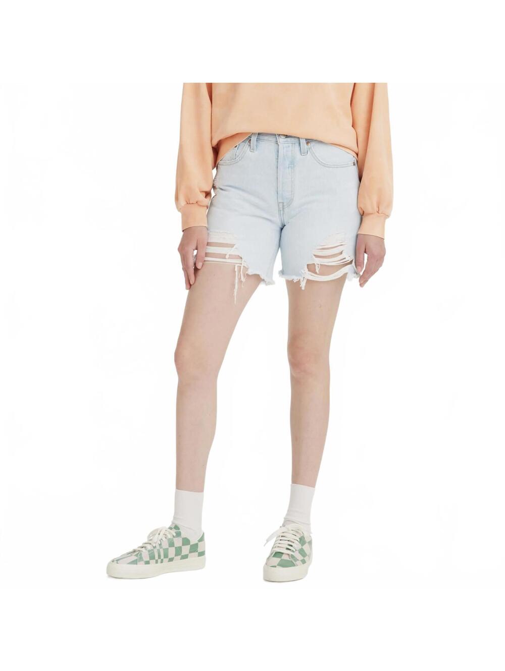 Levi's 501 Mid Thigh Distressed Cotton Shorts Shake It Up NWT Size 24 - Picture 7 of 7
